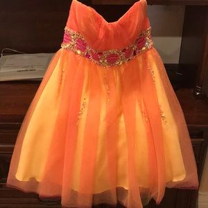 Orange and yellow prom dress